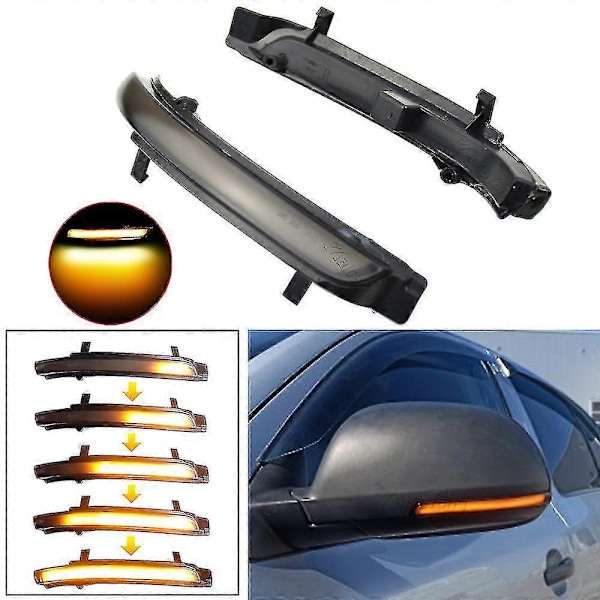 2 stycken För Skoda Octavia 2009-2013 Superb 2008-2014 Dynamiska LED Blinkers Blinker Sekventiell Indikator Spegel Blinker Ljus Dynamisk rökt