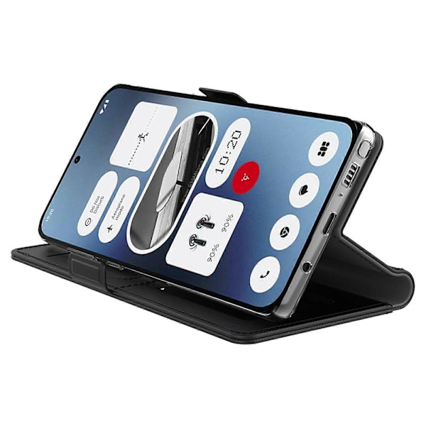 Til Nothing Phone (3a) Etui Stativ PU Læder Telefon Cover Kort Holder Spejl - Multicolor Black