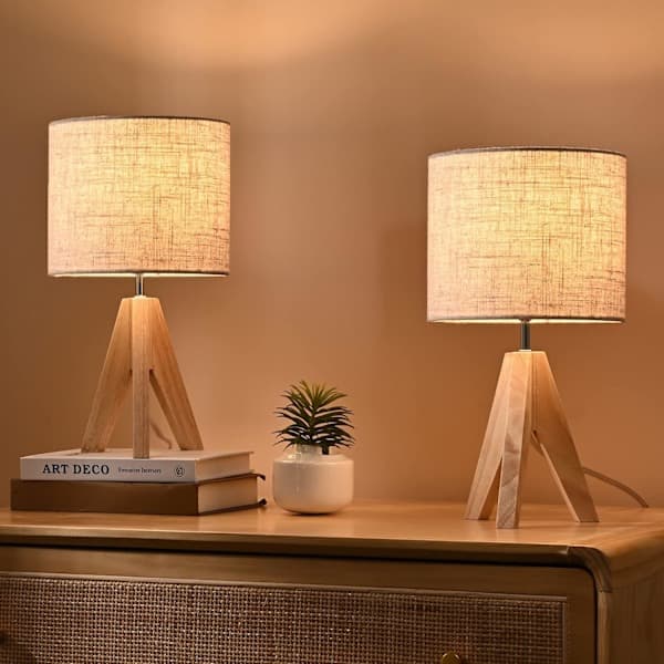 2 stk Sengebordslamper Tre Nattbordslampe, Tripod Skrivebordslampe