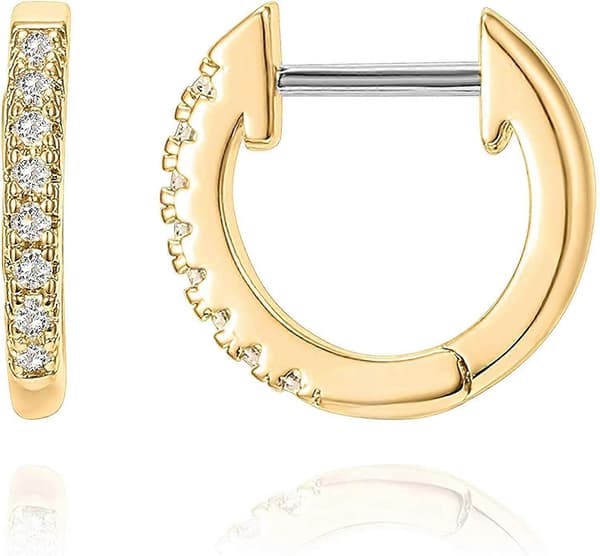 Guldpläterade Cubic Zirconia Manschettörhängen Huggie Stud2 set