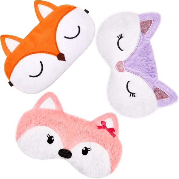 Söpö silmämaski nukkumiseen 3 kappaletta Cartoon Dog Face Eye Cover Funny Animal Cat Sleeping Mask Pehmeä Kevyt Yöuni Silmämaskit