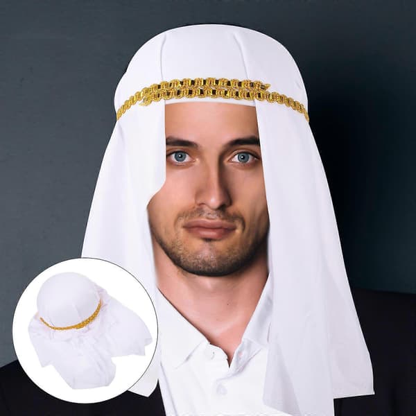 Rollspel Arabisk Hatt 3st Perfekt För Cosplay Scenföreställningsdekorationer Vitt Tyg