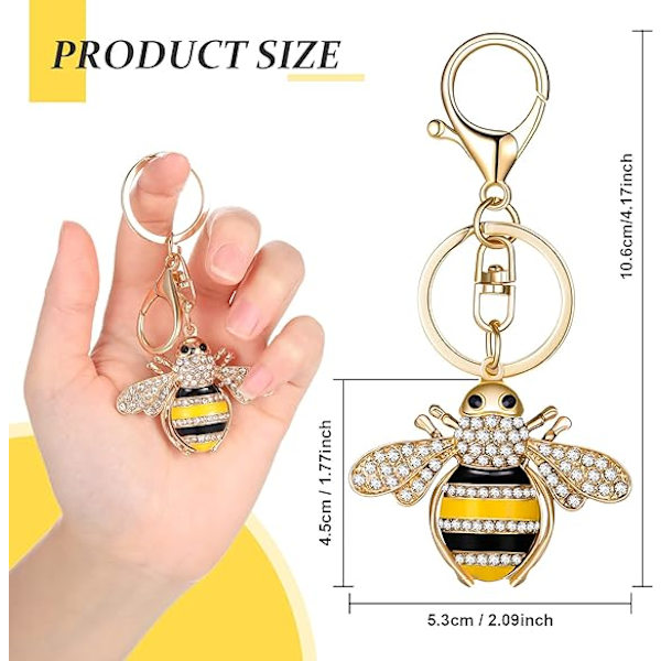 Rhinestone Bee Nøkkelring 2 Stykker Dyr Nøkkelring Søt Gul Bie Krystall Nøkkelring med Hummerlås Sjarmanheng Nøkkelring for Veske Lommebok