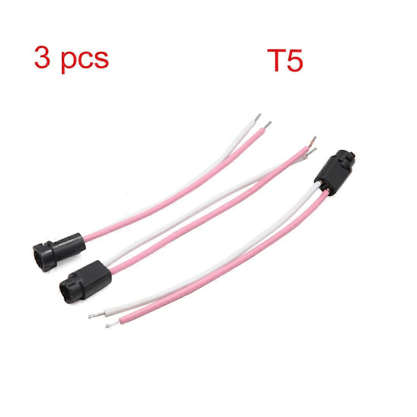 2/3/5/8/10 stk. T5 LED Sokkel Lampe Instrumentbræt Indikator Lys Sokkel 2 Lednings Pære Ledningsnet Ledningsstik Udskiftning til Bil Red 3Pcs