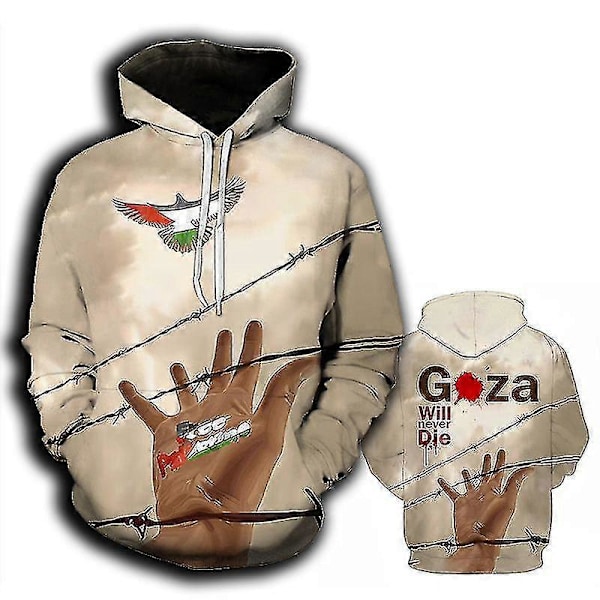 Gratis Palæstina Flag Tryk Hoodie Trøje TMW121-7 4XL