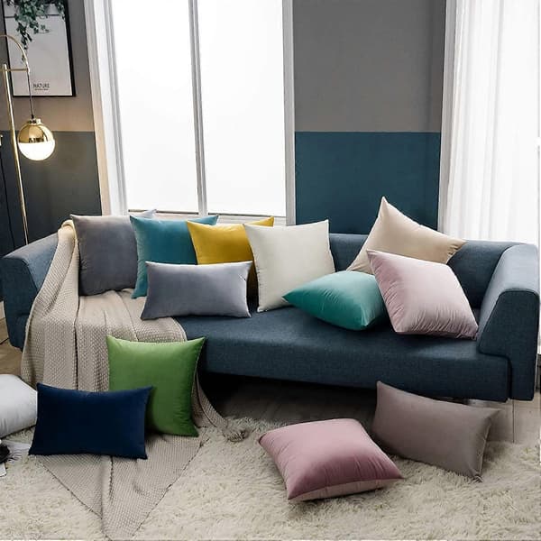 Dekorative fløjlspuder til sofa, seng, 2-pak luksuriøse bløde pudebetræk, 50x50 cm, Sølvgrå