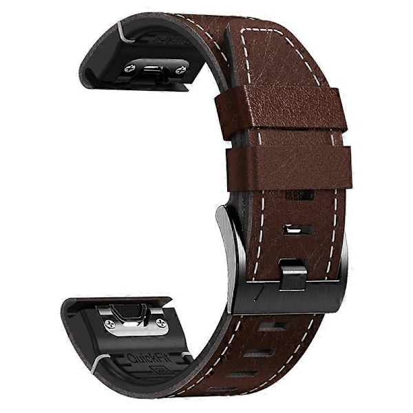 Armband i läderbelagt silikon för Garmin Tactix 7 Pro/Fenix 7X/6X/6X Pro/5X Plus Style A