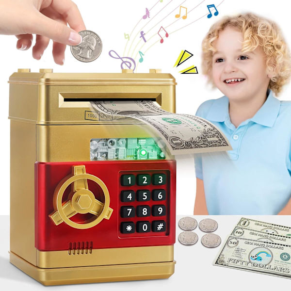Pengar Spargris för Pojkar Leksaker Ålder 4-7-6-8, ATM-maskin Sparbössa för 3-5-15 Jul Idé Presenter