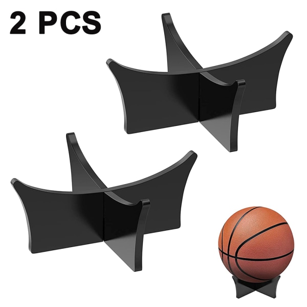 2-delat basketställ fotbollsställ akryl bolldisplay genomskinligt basketställ fotbollsställ - svart