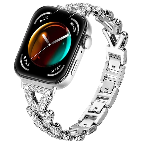 Sinkkiseoksesta valmistettu kierretty rannekoru strassikoristeilla Huawei Watch Fit 3 -kellolle Style E