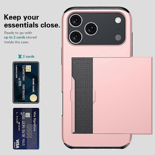 Til iPhone 17 Pro Max Cover Kortholder TPU PC Telefon Bagside (Sølv, Sølv)