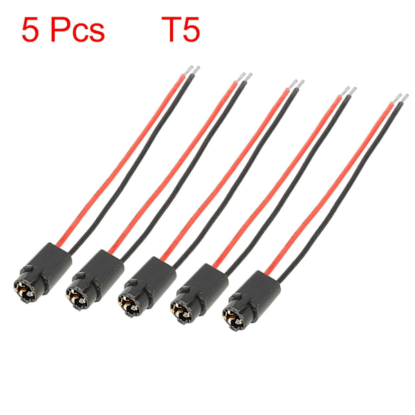 2/3/5/8/10 stk. T5 LED Sokkel Lampe Instrumentbræt Indikator Lys Sokkel 2 Lednings Pære Ledningsnet Ledningsstik Udskiftning til Bil Red 5Pcs