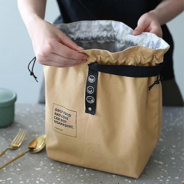 Isolerad Bento-väska Justerbar Bred Öppning Canvas Dragskodesign Lunchväska