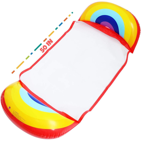 Vattenhängmatta Uppblåsbar Simmad Säng Vattenhängmatta 4-i-1 [Hängmatta + Däckstol + Drifter + Tränings Sadel] För Simbassäng Strand Hav-Regenbogen