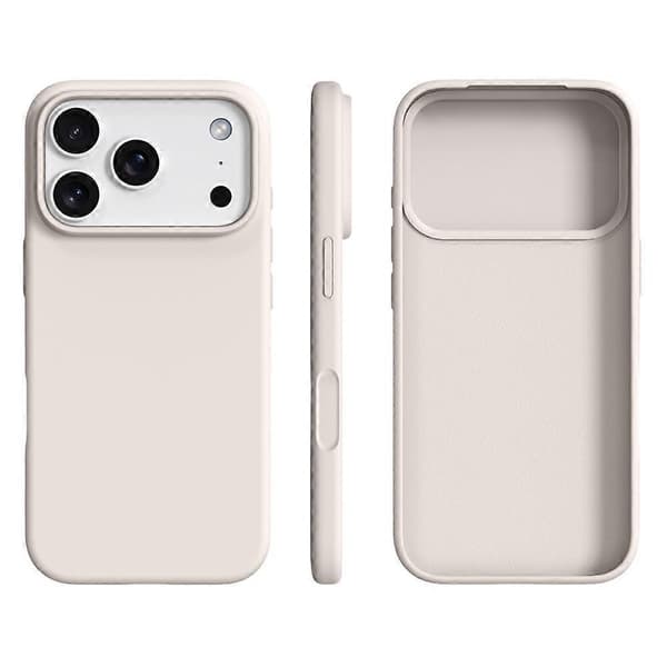 For iPhone 17 Pro Case Ultra-thin Liquid Silicone + PC Anti-Scratch Phone Case with Camera Touch Co (Antique White)