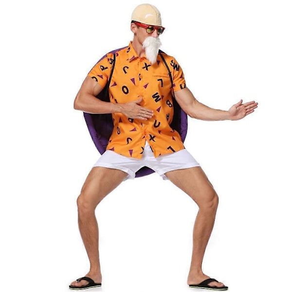Master Roshi Cosplay Kame Sennin Kostym Komplett Set Halloween Maskerad Karnevalskostym för Vuxna M