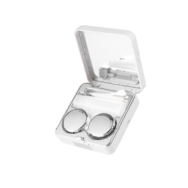 Marmorering Linser Etui Kit Bærbar Linseboks Opbevaringsbeholder Til Hjemrejse (sølv)