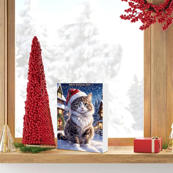 Katte-Adventskalender 2024, 24 Dage Julnedtælling med Søde Kattedukker, Julepynt