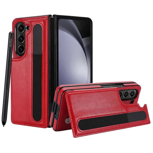 Full Coverage Sammenleggbart Dobbeltspenne PU-telefondeksel med Pennholder for Samsung Galaxy Z Fold7