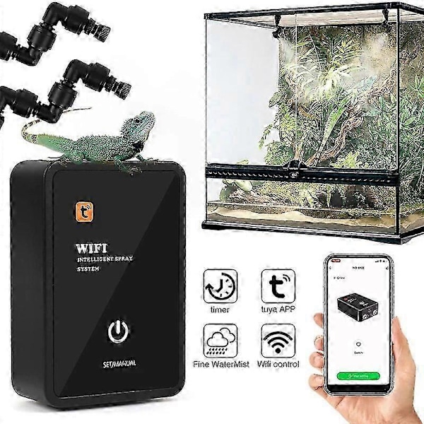 Vesiajastimet Wifi Älykäs Terraario Sumutin Kostutin Sovellusohjaus Sumutus Ajastus Järjestelmä Kasteluajastin Sademetsäkasveille Sammakkoeläimille Spray Kit-US