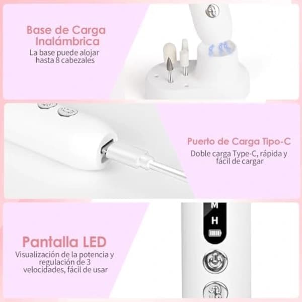 Electric Nail File, Professional, Rechargeable with Ceramic Nail Drill