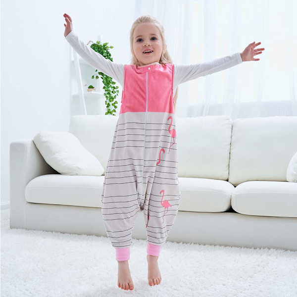 Baby sovepose med fødder, helårs sovepose til piger og drenge, pink 1-3 år