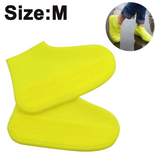 Vattentäta skoöverdrag, återanvändbar cover i silikon för män kvinnor, M, gul