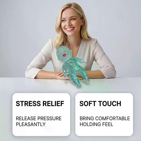 Cyan Glitter Squishy Babylegetøj, Langsomt Stigende Formbart Blødt Fidgetlegetøj til Stress- og Angstdæmpning, Sødt Sensorisk Skrivebordstilbehør til Voksne og Børn 1PCS