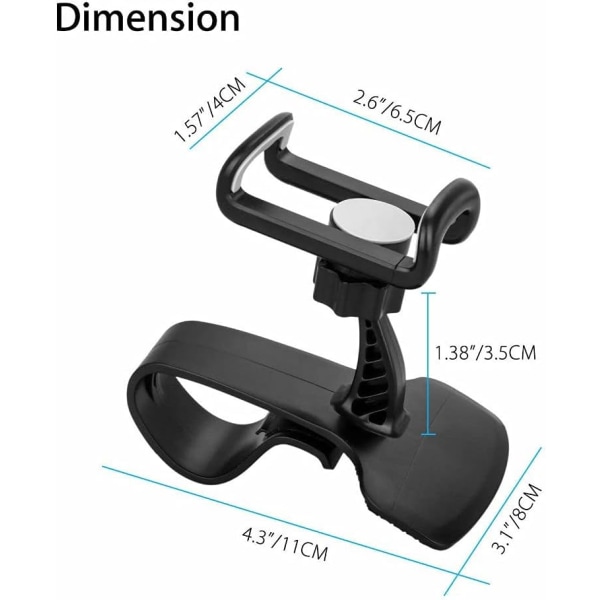 Dashbordfeste Telefonholder i Bil Fleksibel Klips Universal Støttebrakett for 4 til 6 tommers Mobiltelefoner