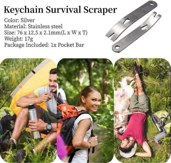 2 stk EDC Gear Mini 3 tommer rustfritt stål brekkjern lommepry bar nøkkelring multiverktøy overlevelsesskraper åpner