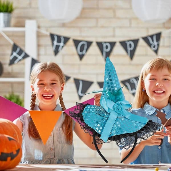 Halloween Heksehodebånd til dekorasjon 6 stk. Blå Cosplay-lue til festbruk