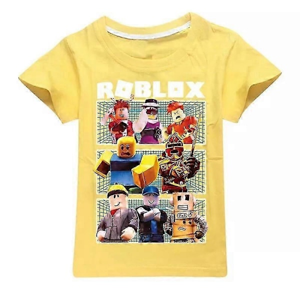Ny Sommer Casual Kort Ermet T-skjorte Roblox Barn Bomulls T-skjorte Topp for Gutter og Jenter 150 Yellow