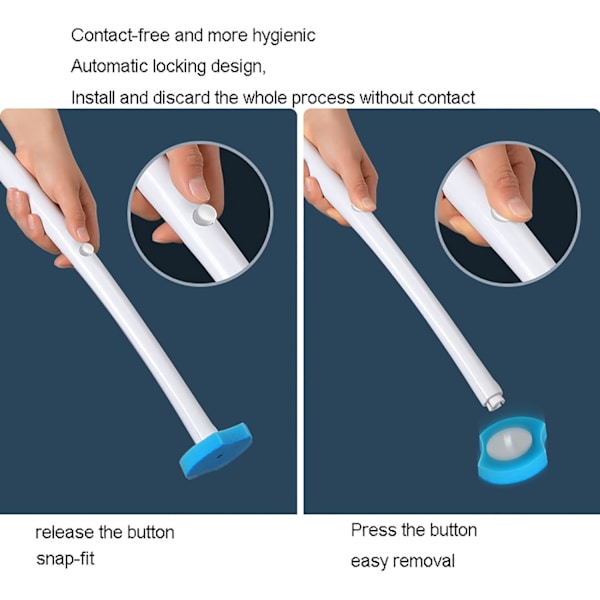 Engångstoalettborste - Plast Engångstoalettborste och Väggmonterad Hållare, Toalettstädningssystem Startpaket, med Toalettpåfyllningar (24st)