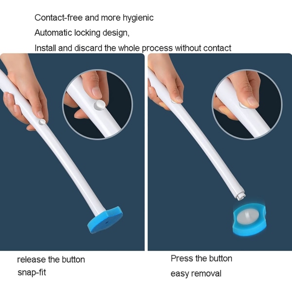 Engangstoalettbørste - Plast engangstoalettbørste og veggmontert holder, toalettrensekitsystem startpakke, med toalettpåfyll (24 stk)