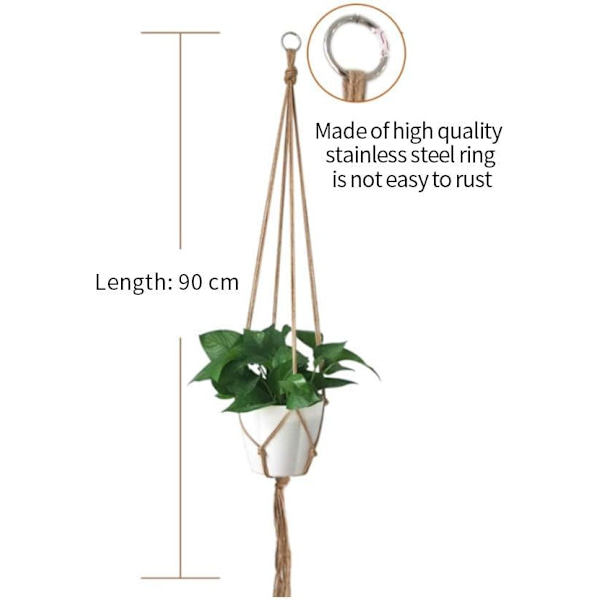 5-delad spetskrukhängare för växter, inomhus hängande blomkruka rep solid bomullsrep för balkong inomhus utomhus trädgård dekorativa blomkorgar.