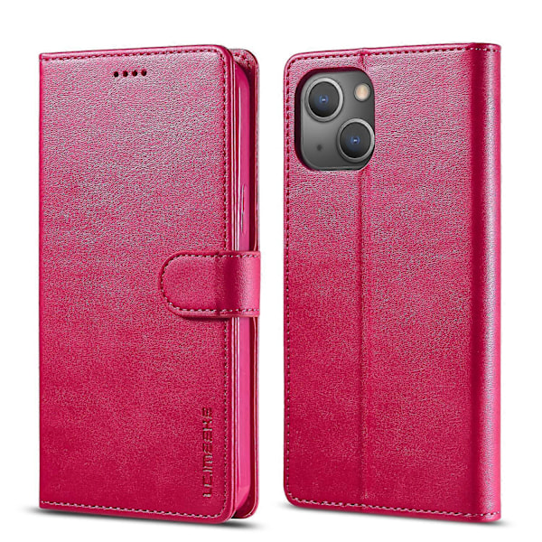 För iPhone 14 LC.IMEEKE Kalvtextur Horisontell Flip Läderfodral Red