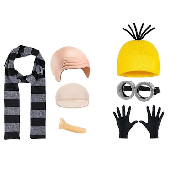 Halloweenfest Minion Kostymer Liten Gul Mann Cosplay Film Tegneserie Morsom Utkledning Magisk Tyv Pappa Gråstripet Skjerf A One Size