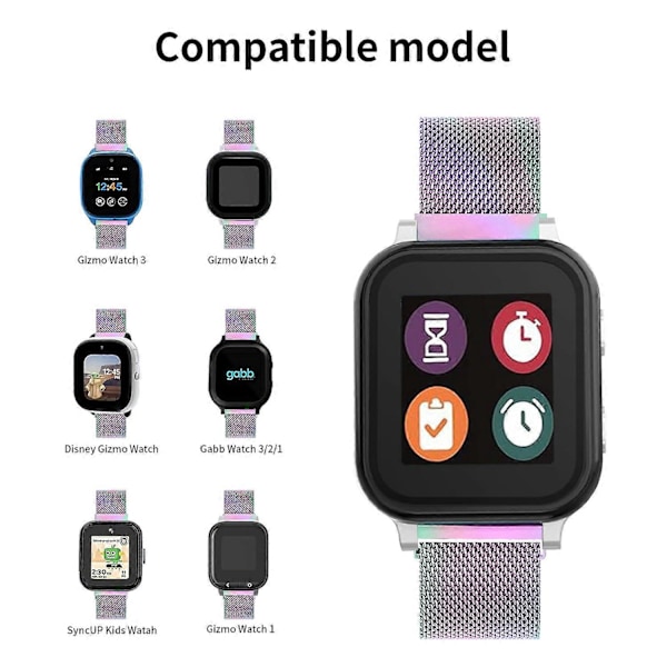 Verizon Gizmo Watch 1 -älykellon ranneke, Milanese-verkko, ruostumattomasta teräksestä valmistettu magneettinen rannekoru Style E