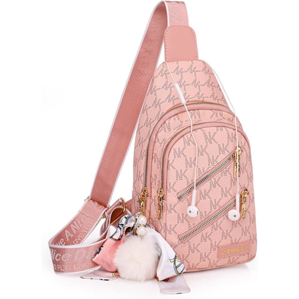 Sling Rygsæk Sling Taske til Kvinder, Brysttaske Dagligdags Rygsæk Crossbody Sling Rygsæk (A-Pink)