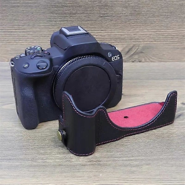 Typ B För Canon EOS R50/R100 Repskyddande Äkta Läder Kamerabottenlock Stor Öppning Style A