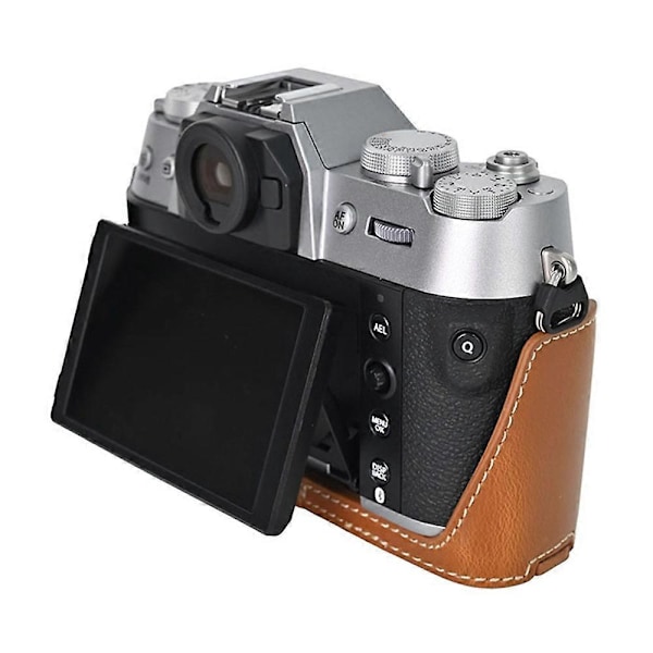 Typ C För Fujifilm X-T50 PU Läder Halvfodral Grepp Digitalkamera Väska Skydd med Öppning Botten Style B