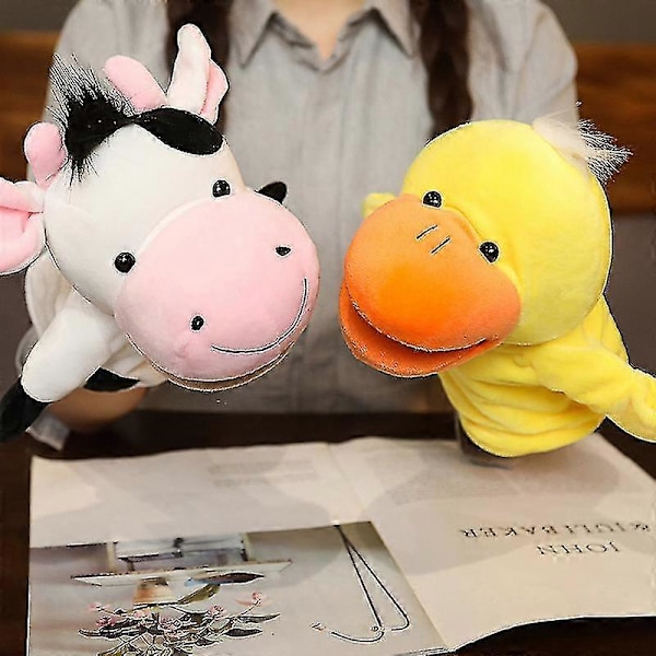 Fyllda Plyschdjur Leksaker Hand Finger Story Puppet Kawaii Dockor Pedagogiska Bebis Leksaker Lejon Elefant Kanin Apa Barn Zekai C13