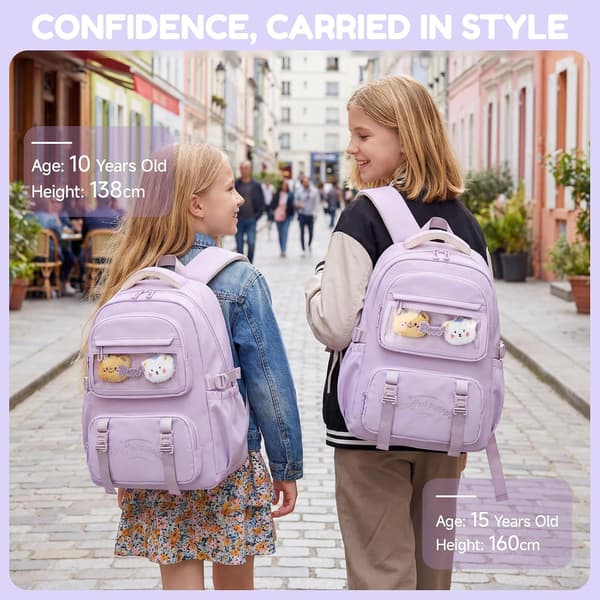 School Backpack for Girls, Middle School Backpack for Girls and Girls Basic Backpack, Casual Large Backpack, Accepts 15.6 Inch Notebook, for G Lila