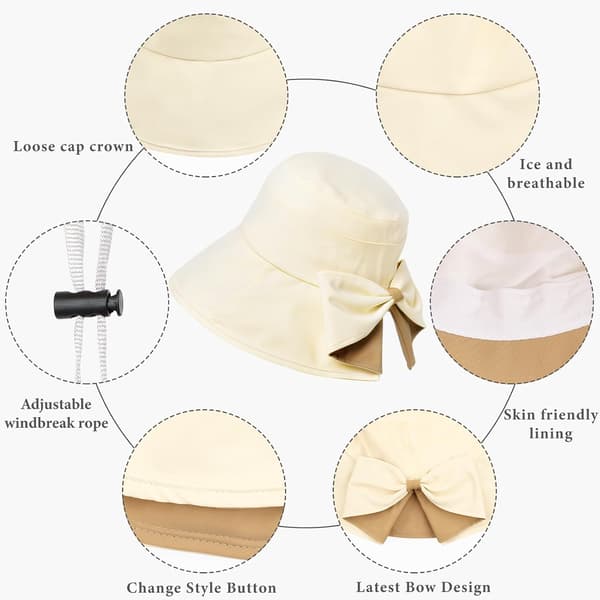 Beige, Dame Sommer Sammenfoldelig Solhat Solhat Anti UV Bomuld Sommerferie Have Solhat til Kvinder UPF UV