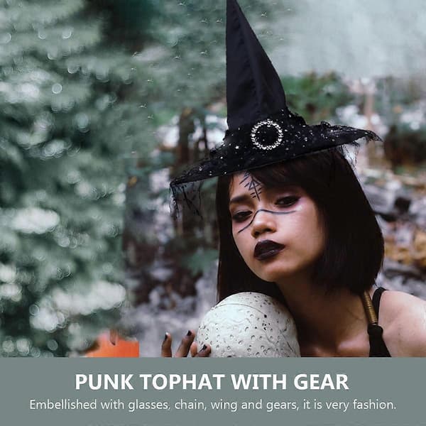 Trendy heksehatter universelle hodeplagg for Halloween-bruk 4 stk svart