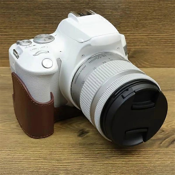 Typ F För Canon EOS 200D/200D II Äkta Ko-Läder Kameraväska Dammtät Skydd med Skruv Style D