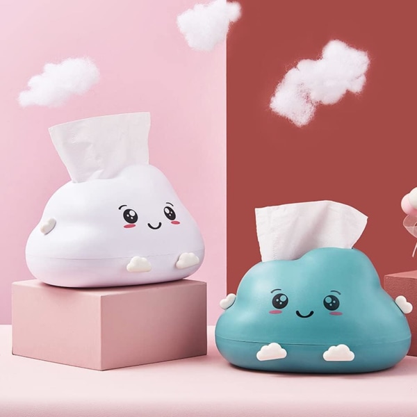 Kawaii servettbehållare set, tecknad moln dekorativ servettbehållare, modern servettbehållare, ansiktservettdispenser, servettorganisatör för badrum, byrå