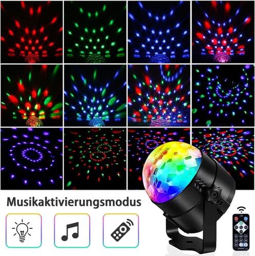 Diskokule Disco Lys LED Disco DJ Lampe 3W RGB Scenelys