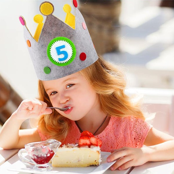 Baby Barn Pet Glitter Paljettkrona, Födelsedagsfest hatt, Tiara Krona Med Blommor-Hatt + 1-9 i gröna siffror - Filtkrona
