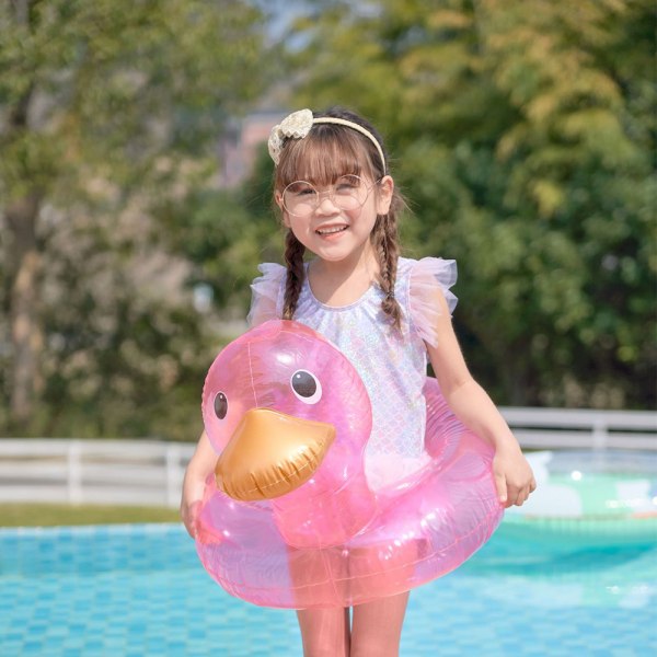Uppblåsbar barnpool simring strand transparent ankpool leksaker simvatten festdekorationer - rosa